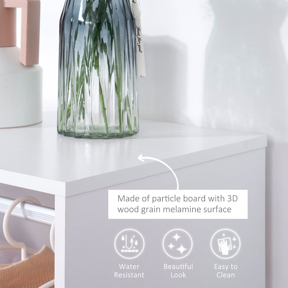 image 1 of HOMCOM Open Wardrobe on Wheels, Bedroom Wardrobe with Clothes Hanging Rail, 2 Storage Shelves, Mobile Garment Rack for Cloakroom, Hallway, White