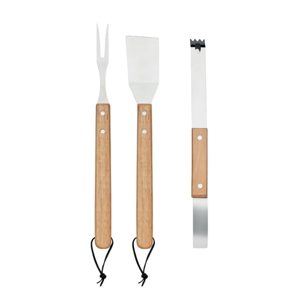 image 1 of MidOcean Smokey Oak BBQ Tool Set (Pack of 3) - Wood - One Size