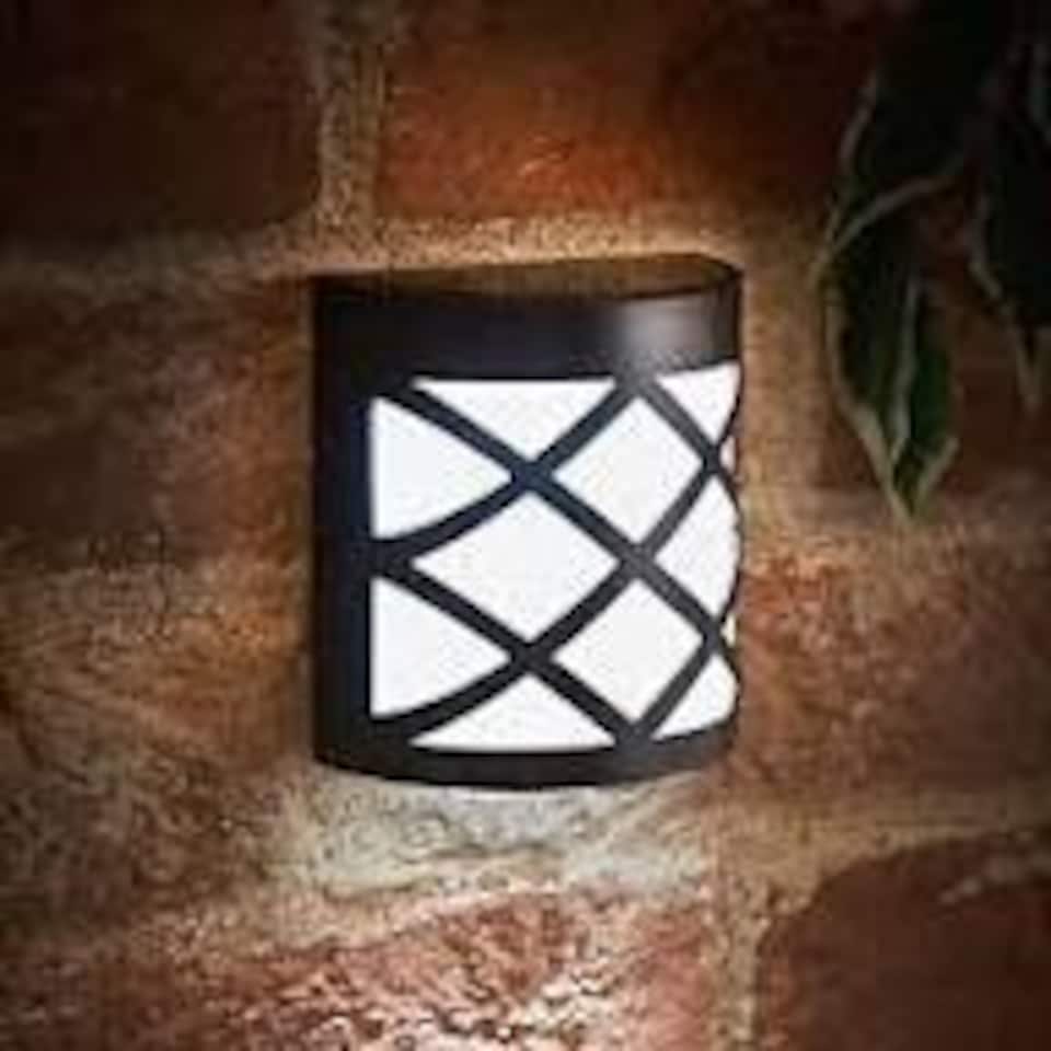 image 1 of Solar LED Fence & Wall Lights Bright White Outdoor Garden Lights Weather Resistant Auto On Off with Wall Fixings Pack of 4