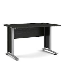 Prima Desk 120cm in Black Woodgrain with Silver Grey Steel Legs