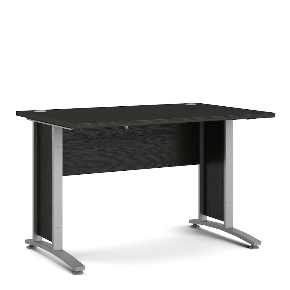 image 1 of Prima Desk 120cm in Black Woodgrain with Silver Grey Steel Legs