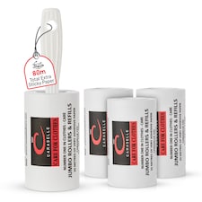 Caraselle 1 x Jumbo Lint Roller + 3 x Refills (total 80m, ≈800+ Sheets Equivalent)