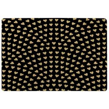 Geometric Glitter Love Hearts (Rug) Black | Small: 60x110cm