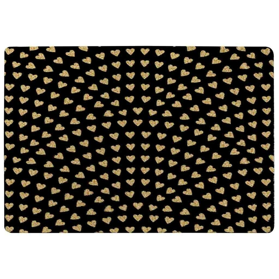 image 1 of Geometric Glitter Love Hearts (Rug) Black | Small: 60x110cm