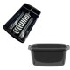 image 2 of Set Of Black Rectangular Washing Up Bowl & Dish Drainer Rack Kitchen Sink Utensil Holder
