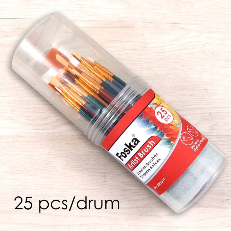 image 1 of Drum of 25 Assorted Artist Brush Set