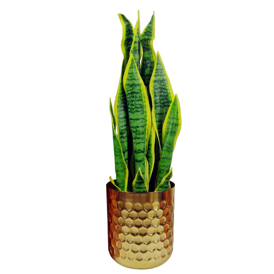 image 1 of Honeycomb Metal Planter - Gold - 18cm x 15.5cm Gold