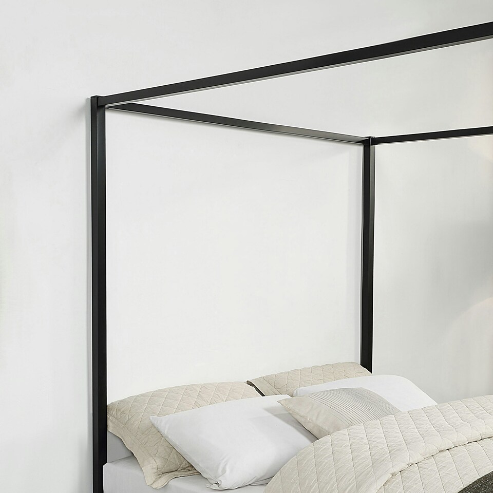 image 1 of Ashwell Modern Four 4 Poster Black Metal Bed Frame (Double)