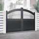 image 1 of Double Swing Gate 4250x1800mm Black - Vertical Solid Infill, Bell-Curved Top Black