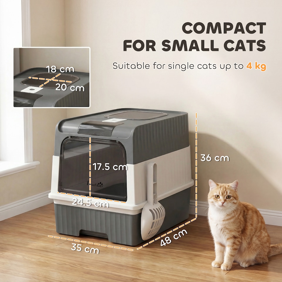image 1 of PawHut Cat litter Box, Enclosed Cat Litter Box w/ Lid, Pull-Out Drawer Tray