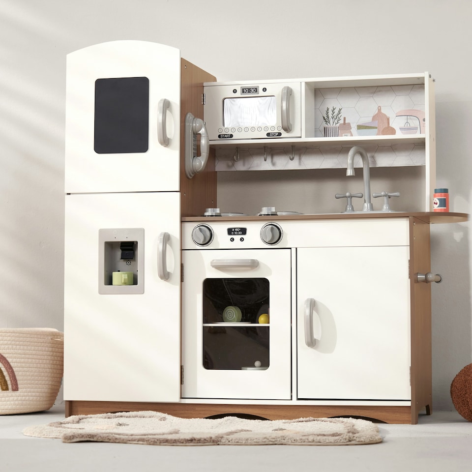 image 1 of Kidoz Deluxe Wooden Play Kitchen - Role Play Kitchen - White