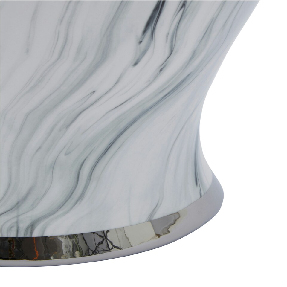 image 1 of Interiors by Premier Marble Effect Large Ceramic Jar Silver