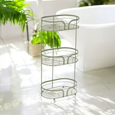 Showerdrape Dante Sage Green Freestanding Bathroom Floor Shower Caddy | Green | Sage Green | Large