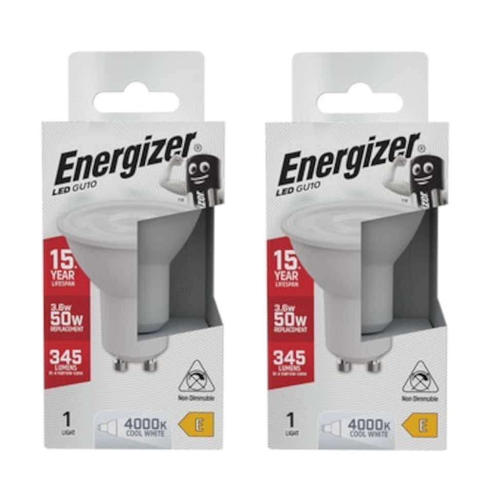 image 1 of Energizer LED GU10 345lm 3.6W 4000K (Cool White) Light Bulb - Pack of 2