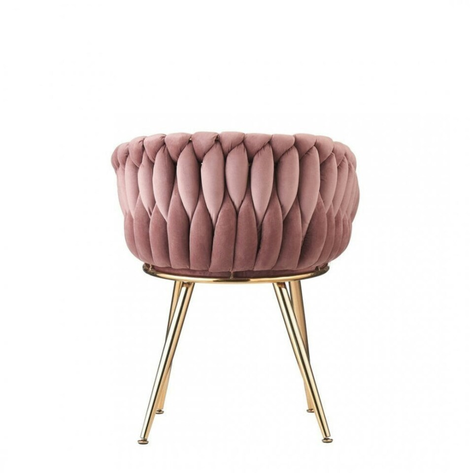 image 1 of Single Roma Knot Velvet Armchair with Gold Metal Legs, Modern Tufted Design for Living Room Pink
