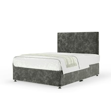 Charcoal Chenille No Drawer Divan Base and Valencia Headboard King Size