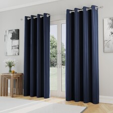 Enhanced Living Nightfall Plain Supersoft Navy Thermal Blockout Eyelet Curtains (PAIR) - 66 x 72 inch (168 x 183cm) | Blue | Navy | 2