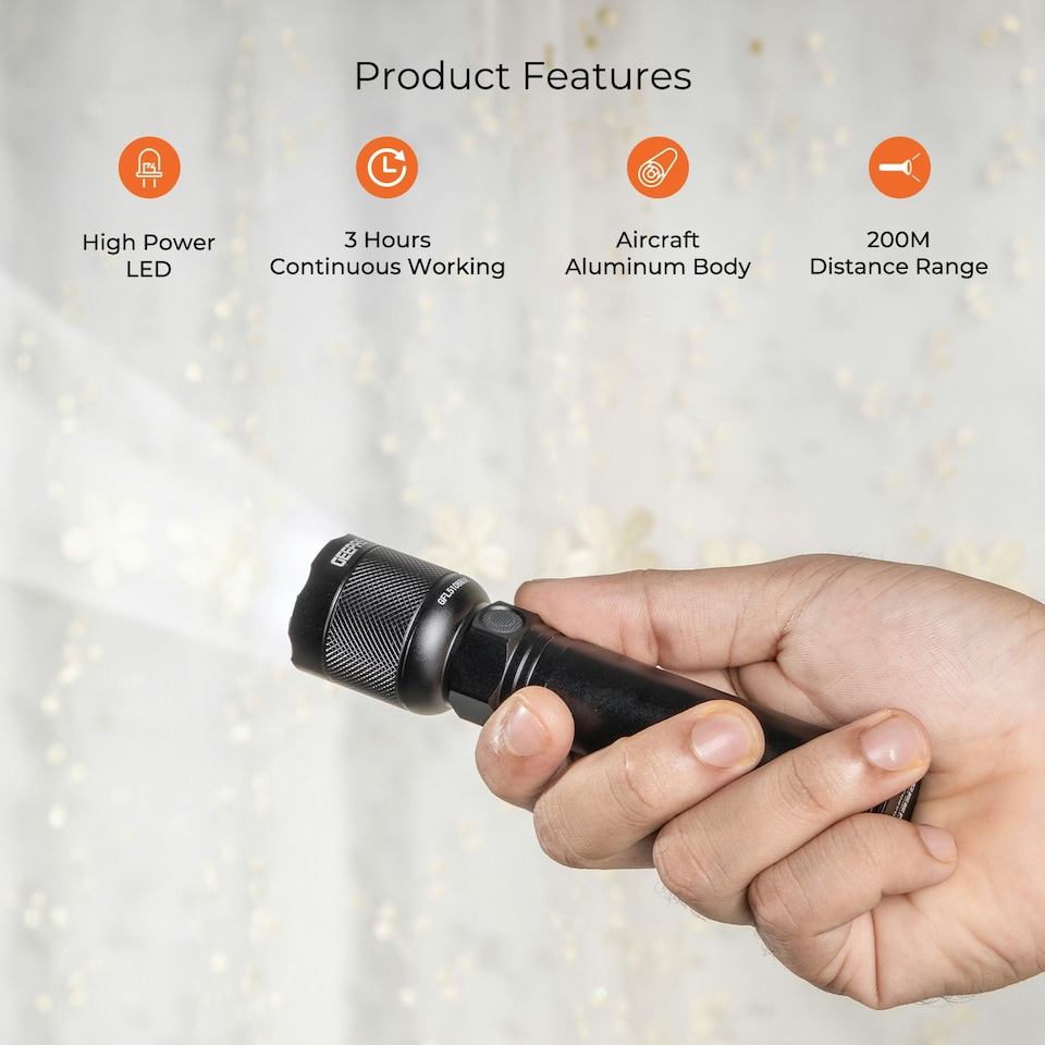 image 1 of GEEPAS Handheld LED Flashlight | 500 Lumen