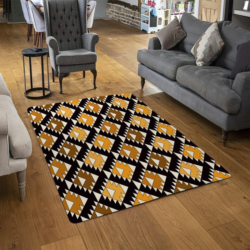 image 1 of Repeated triangles geometric background (Rug) Multi | Large: 140x200cm