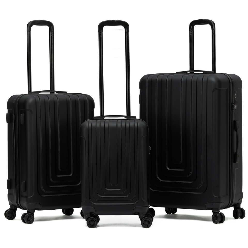 image 1 of Flight Knight Premium Lightweight Suitcase - Built-in Side Lock with USB Port - 8 Spinner Wheels - Hard Shell Carry On Or Check in Luggage 100 Airlines Approved Black | Large