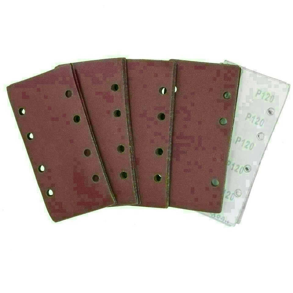 image 1 of Hook/Loop 1/3 Sheet Sanding Sander Sandpaper Pads 50 Pack 120 Grit