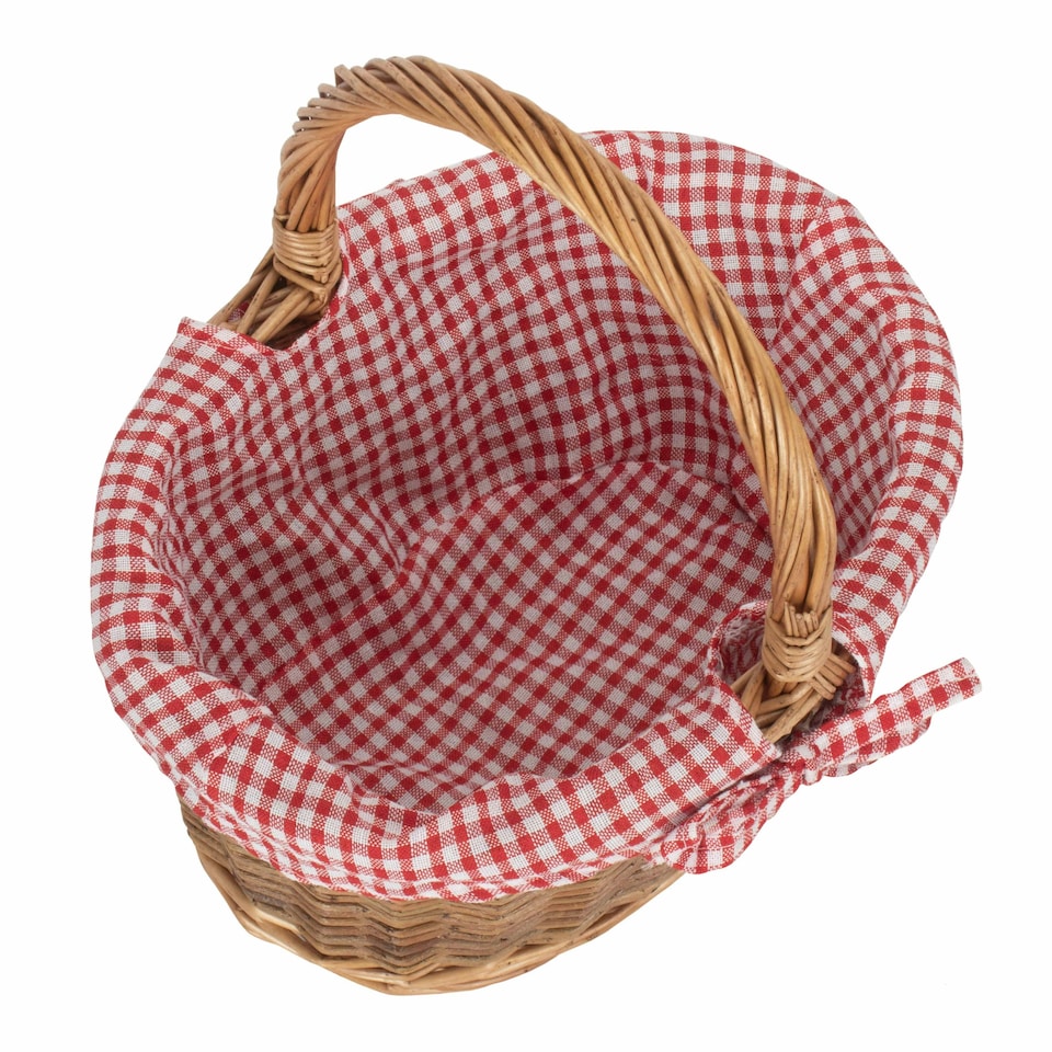 image 1 of Small Lined Country Oval Wicker Shopping Basket Multi | Garden Rose | S