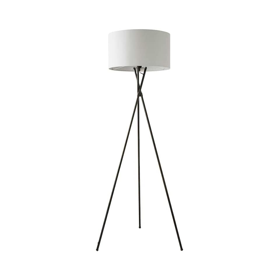 image 1 of ValueLights Camden Black Tripod Floor Lamp with Grey Shade | Grey