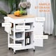 image 4 of HOMCOM Kitchen Storage Trolley w/ Wood Top, Cupboard Drawer, Rail