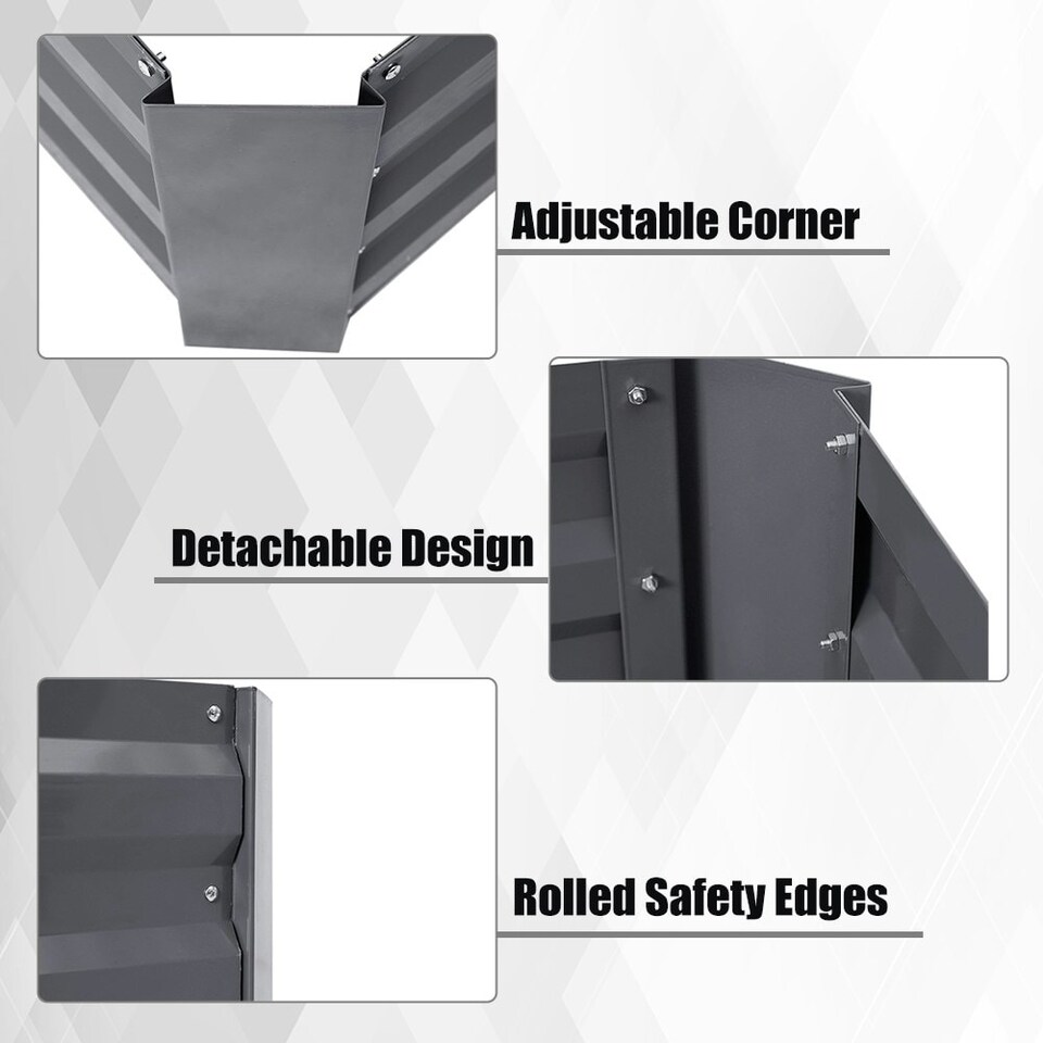 image 1 of Living and Home Galvanized Steel Square Raised Garden Bed- Grey- 100cm W x 100cm D x 30cm H | Grey