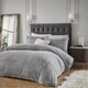 image 1 of Paoletti Alpine Striped Faux Fur Duvet Cover Set | Grey | Grey | King