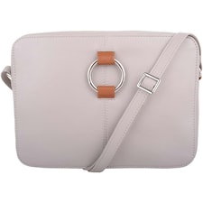 Genuine Soft Leather Boxy Style Crossbody Shoulder Handbag White | Ivory