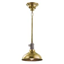 Cobson 1 Light Dome Ceiling Mini Pendant Brass, E27