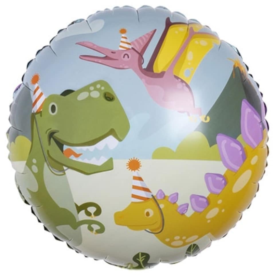 Dinosaur Fun Party Round Foil Helium Balloon 45cm / 18 in