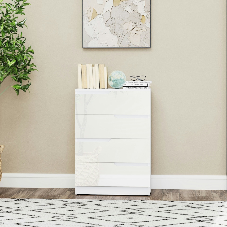 image 1 of HOMCOM 4 Drawer Chest of Drawers for Bedroom, 60 x 40 x 85cm, White