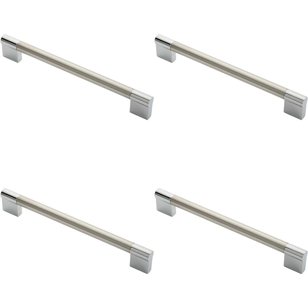 Loops 4x Keyhole Bar Pull Handle 204 x 14mm 192mm Fixing Centres Satin Nickel & Chrome in Metallics