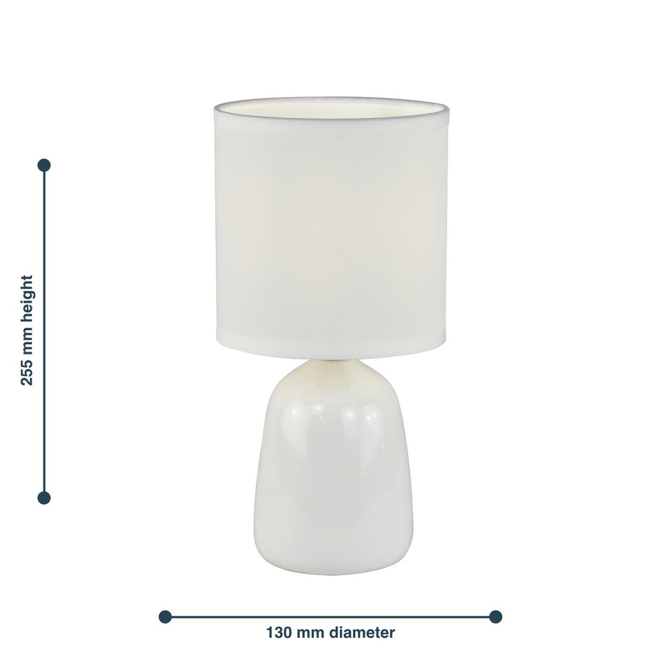 image 1 of First Choice Lighting Cleo Set of 2 White Ceramic 26cm Lamps With Shades White | White