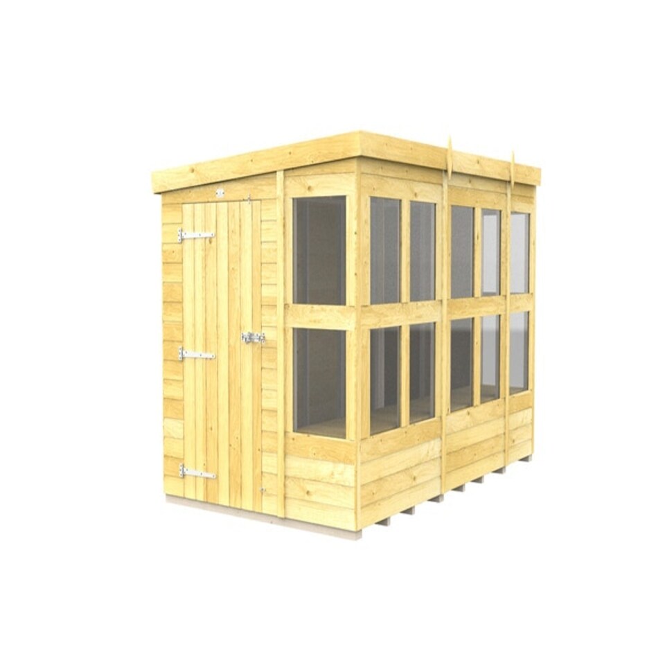 image 1 of 10 x 6 Feet Pent Potting Shed - Wood - L178 x W302 x H201 cm | Brown