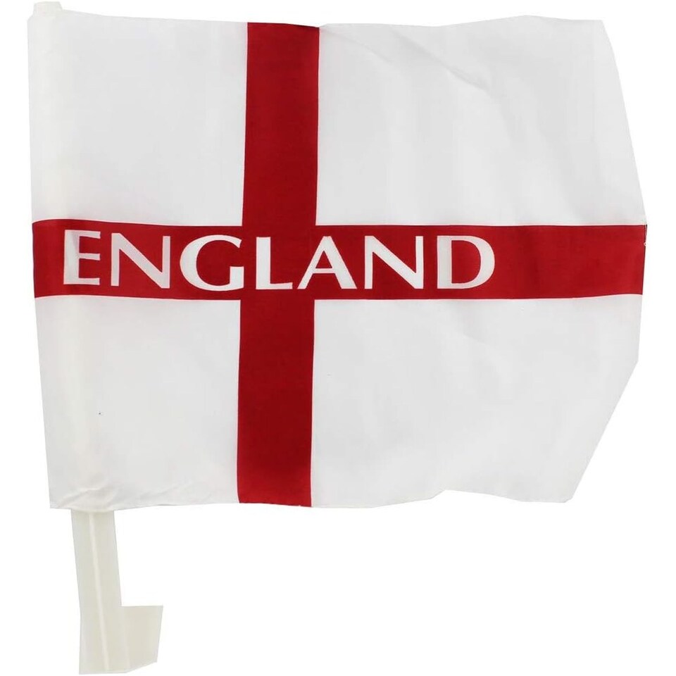 image 1 of England St George's Cross Car Flag with Window Clip | Double Sided Polyester Supporters Flag 45cm x 30cm