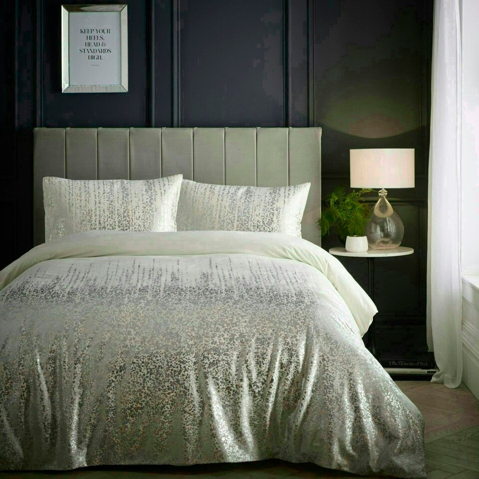 image 1 of Portfolio Home Marseilles Printed Velvet Metallic Duvet Cover Set With Pillow Cases | Multi | Not provided