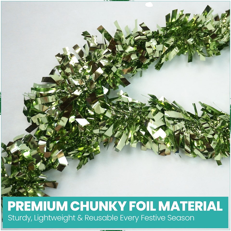 image 1 of 6.5ft/1.98m Wide Chunky Christmas Tinsel Garland Shiny Foil Twist Garland
