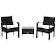 image 1 of Outsunny 3PC Garden Rattan Bistro Set with Glass Top Table, Black