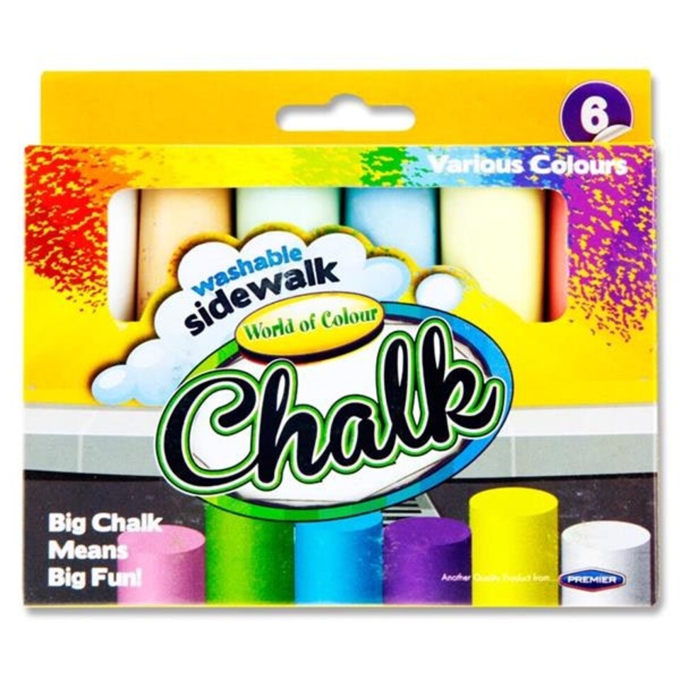 image 1 of Box of 6 Jumbo Coloured Sidewalk Chalk by World of Colour