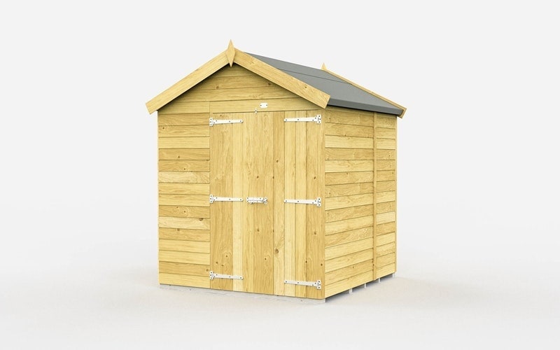 7 x 5 Feet Apex Shed - Double Door Without Windows - Wood - L158 x W214 x H217 cm Brown
