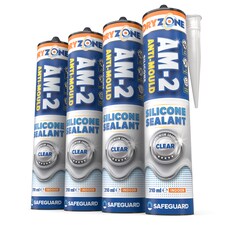Dryzone Anti-Mould Premium Silicone Sealant Clear 310ml x 4 Pack - Low-Odour, Low VOC for Bathroom, Kitchen, Window, Sink