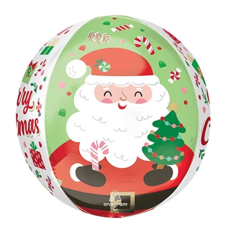 image 1 of Merry Christmas Jolly Old Santa Orbz Foil Helium Balloon 38cm / 15 in