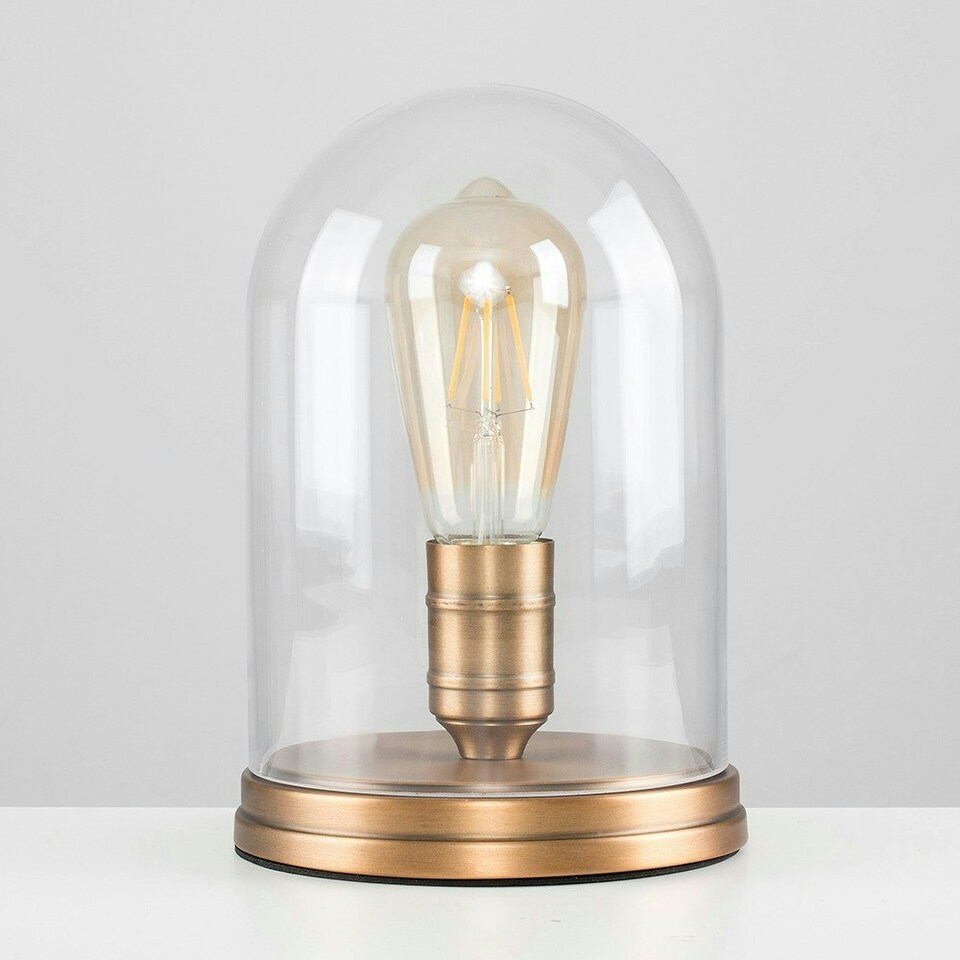 image 1 of ValueLights Edison Industrial Antique Brass Gold Table Lamp and E27 Pear LED 4W Warm White 2700K Bulb