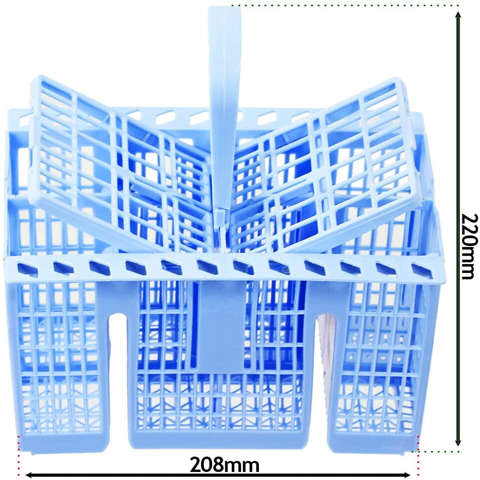 image 1 of SPARES2GO Cutlery Basket Cage for Smeg Dishwasher (Blue, 220 x 208 x 160mm)