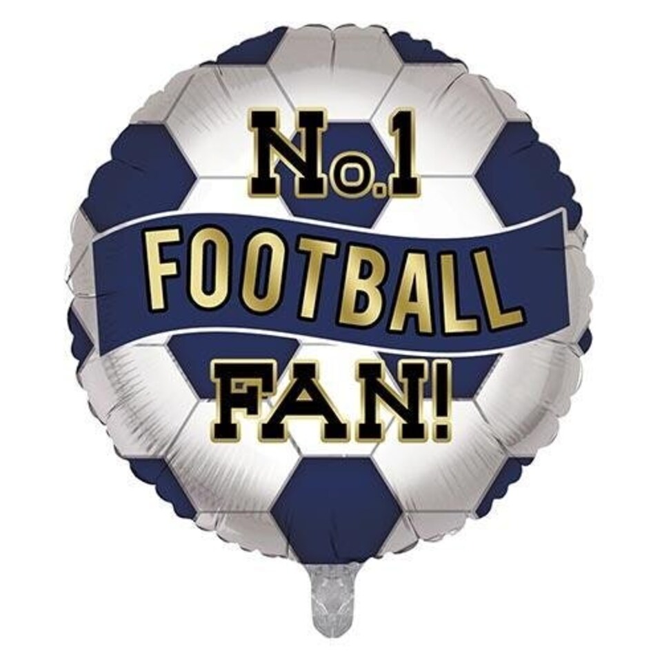 image 1 of Navy Blue & White No. 1 Football Fan Round Foil Helium Balloon 46cm / 18 in | Blue