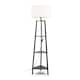 image 1 of ValueLights Hiru Black 3 Tier Shelf Floor Lamp Cream Shade & Bulb | Cream | Black