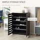 image 8 of HOMCOM Shoe Storage Cabinet with Slatted Doors for 15 Pairs of Shoes Brown Brown